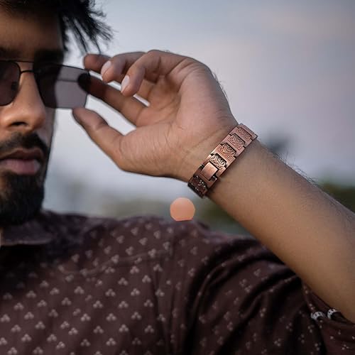 Miniatura 8 de MagnetRX Pulsera vikingo de cobre para hombre, pulseras vikingas magnéticas ultra resistentes efectivas, pulsera ajustable con herramienta de tamaño