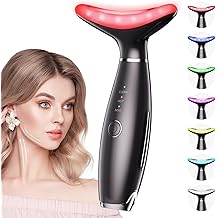 7 Color Galvanic Machines - Red Light Therapy for Face and Neck, Face Massager Tool for Wrinkles, Double Chin, Vibrating Facial Massager with Thermals, Black
