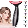 Dopsikn 7 Color Galvanic Machines - Red Light Therapy for Face and Neck, Face Massager Tool for Wrinkles, Double Chin, Vibrating Facial Massager with Thermals, Black