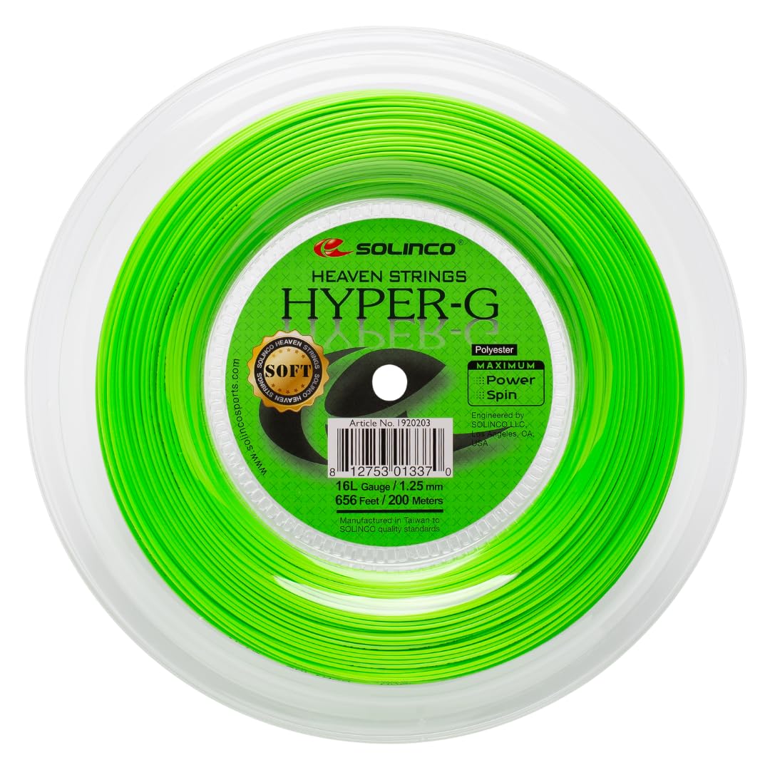 Solinco Hyper-G Soft Tennis String Reel 656 ft / 200 m Softer High-Performance, Co-Polyester Monofilament for Power, Spin & Control