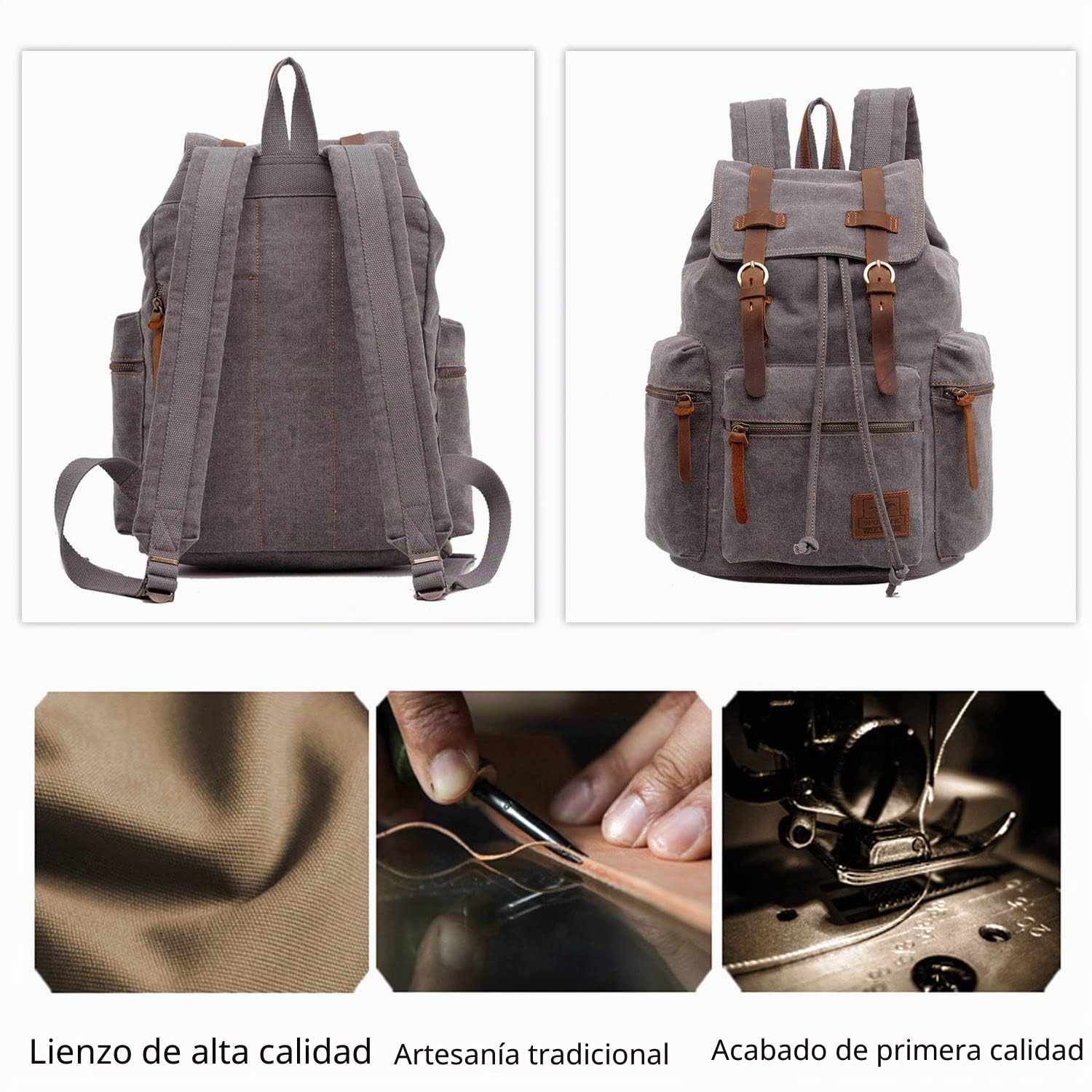 FANDARE Mochila de Senderismo Daypacks Computadoras Laptop Mochila Satchel Bookbag Alpinismo Multi-función Vintage Bolsa de Tela