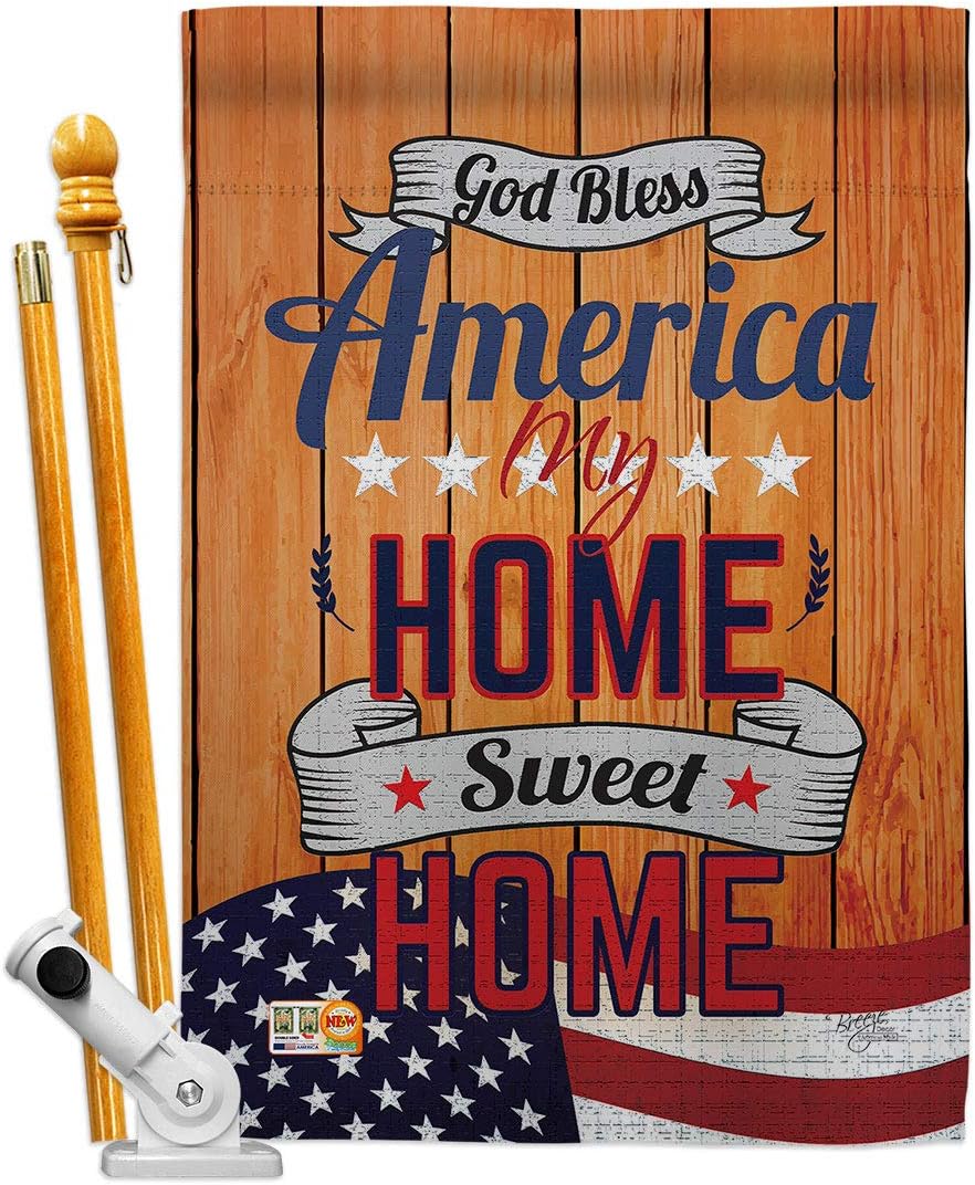 Star and Stripes America My Home Garden House Flags Set Patriotic Patriotism Independence Memorial United State American Small Decorative Gift Yard Banner Made In USA 28 X 40