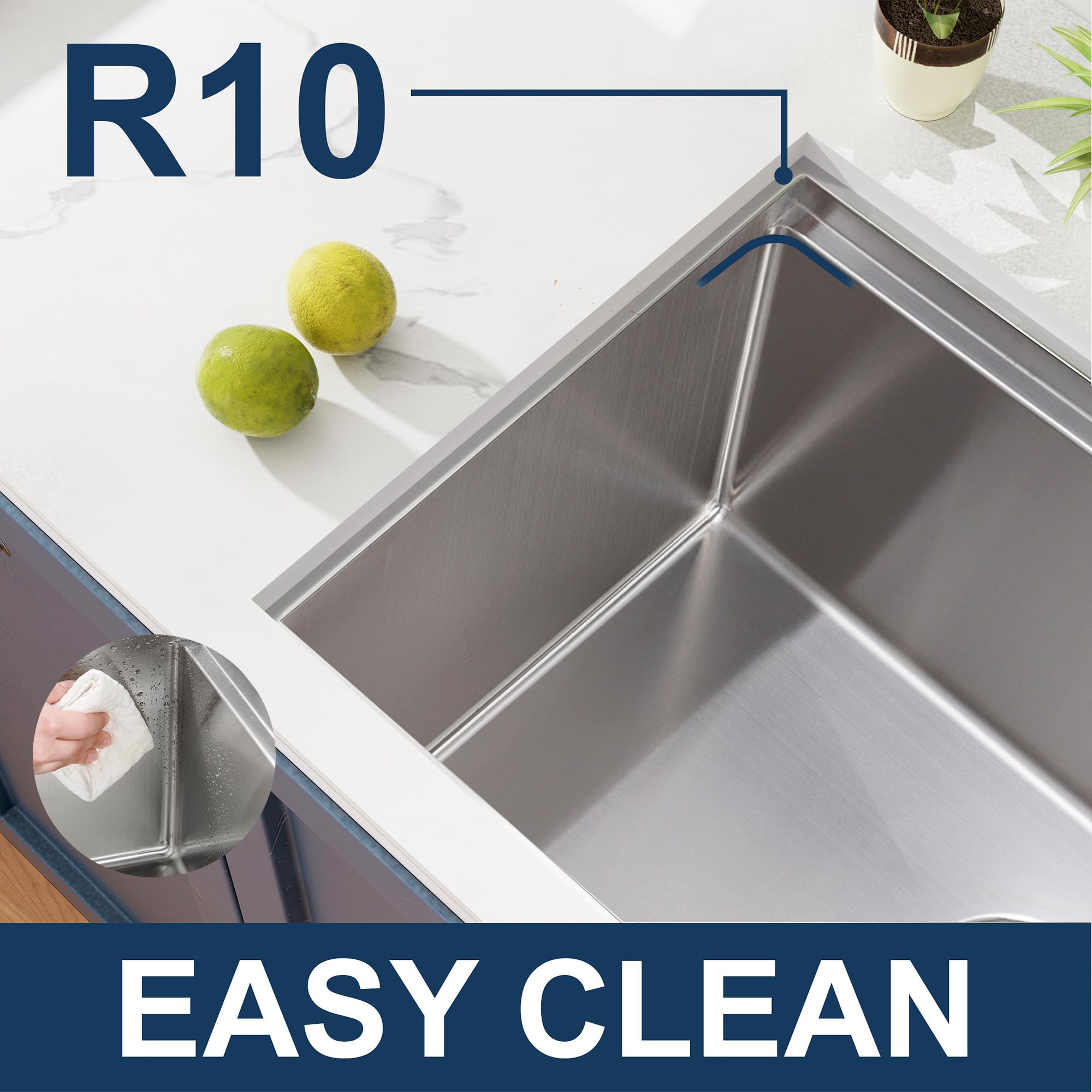 CELAENO Single Bowl Undermount Stainless Steel Sink - 32-inch, 18 Gauge, Workstation R10 Radius, Modern Kitchen Sink With Ledge