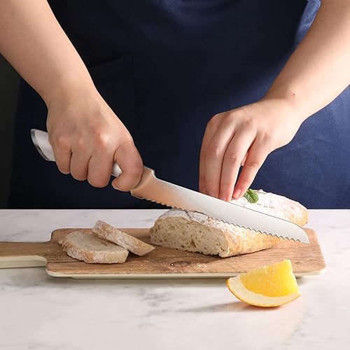 Miniatura 6 de Cangshan ELBERT Serie Alemán Acero Forjado 8" Cuchillo de pan offset (blanco)