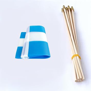 TSMD Argentina Stick Flag Argentine Small Mini Hand Held Flags,5x8 Inch,12 Pack