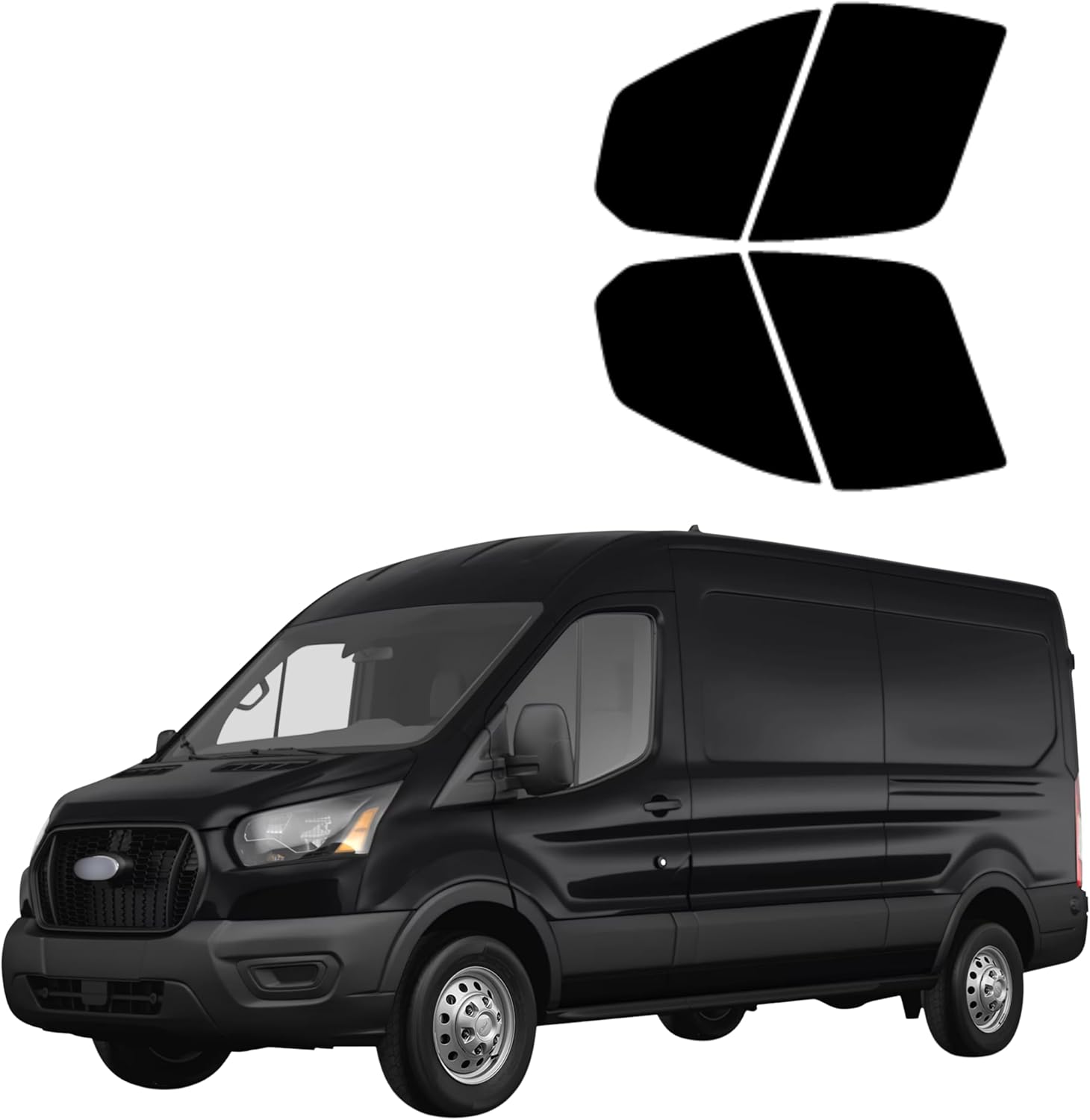 4 pc Set Nano Carbon Professional Window Tint Fits Ford Transit Van 150 250 350 Low Roof 2015-2025 Computer Cut Fronts. (20% All)