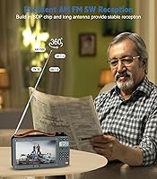 Vista 4 de Radio de 720P con pantalla de 7 pulgadas AM FM para películas y videos con altavoz Bluetooth, radio recargable digital de onda corta MP3 MP4