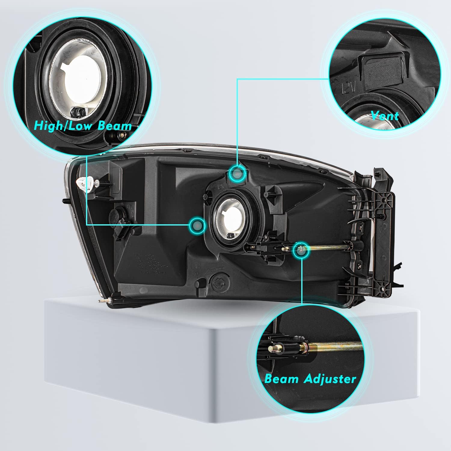 TUSDAR Headlight Assembly Set Fits for 2006-2008 Dodge Ram 1500/2007-2009 Dodge Ram 2500 3500 Pickup Driver and Passenger Side