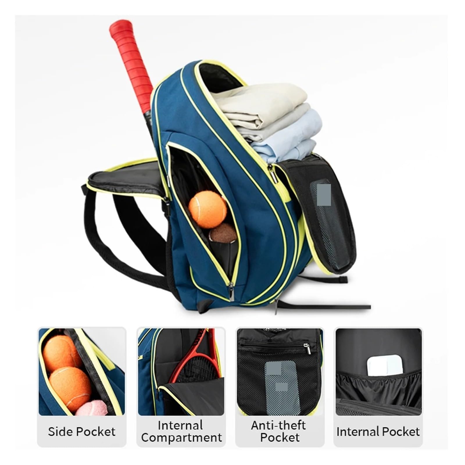 Raquetero Tenis Raquetas De Tenis Bolsa Mochila Bádminton Padel Raqueta Squash