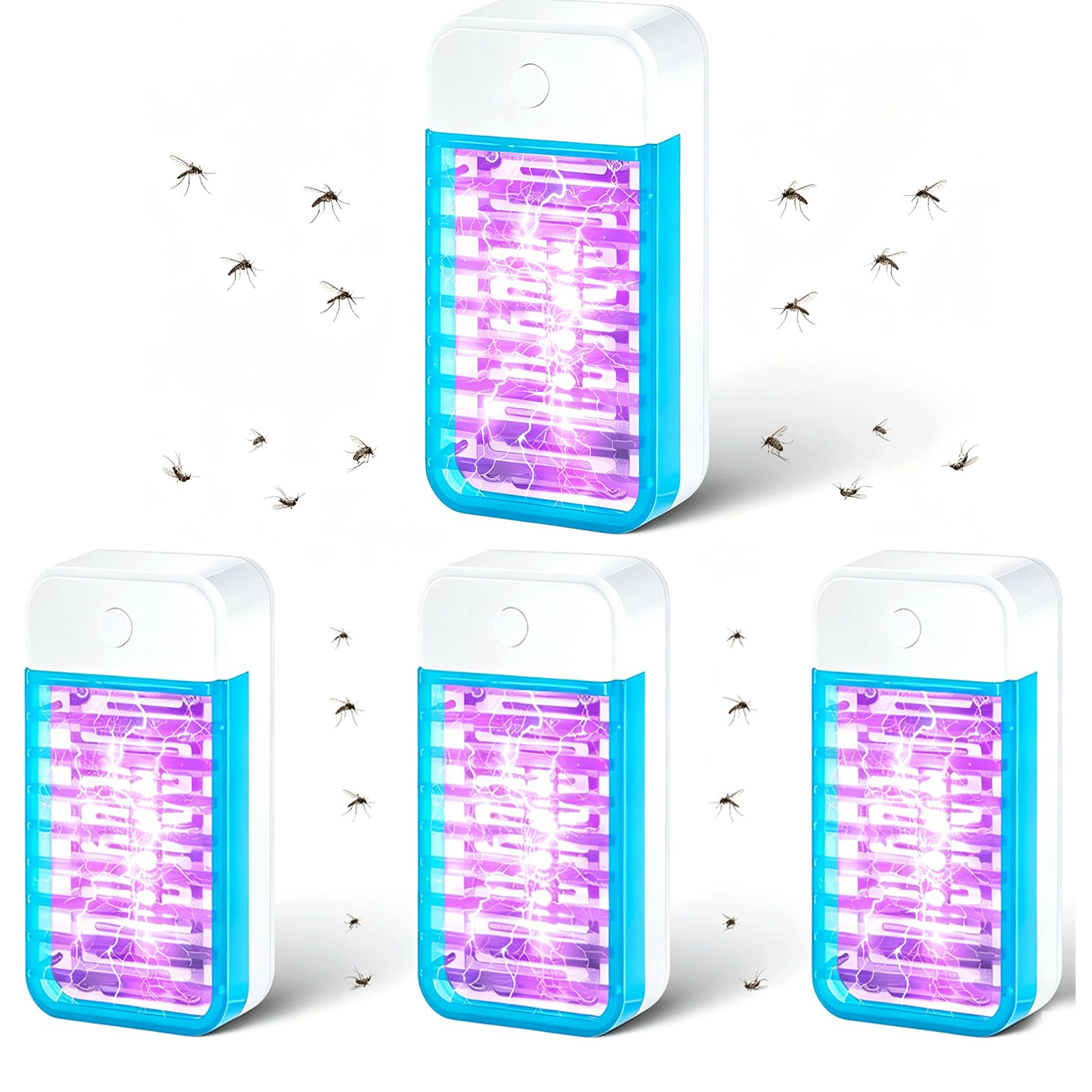 4-Pack Plug-in Bug Zapper, Electric Indoor Mosquito Zapper & Fly Killer with Blue Light for UK Plug Socket, Portable Insect Killer for Bedroom, Kitchen, Living Room and More