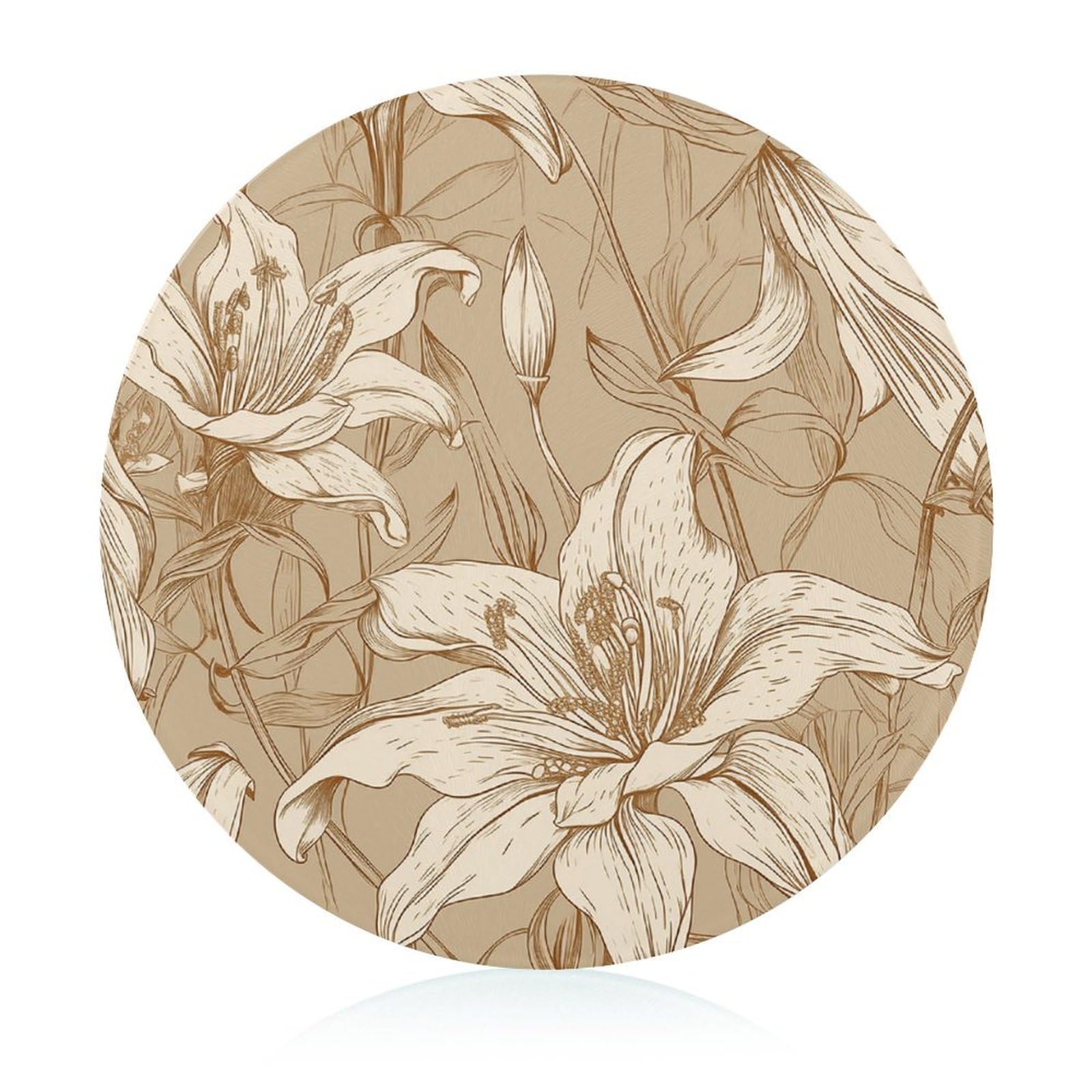 Tapis à découper rond en verre beige et planche de cuisine amovible pour la maison