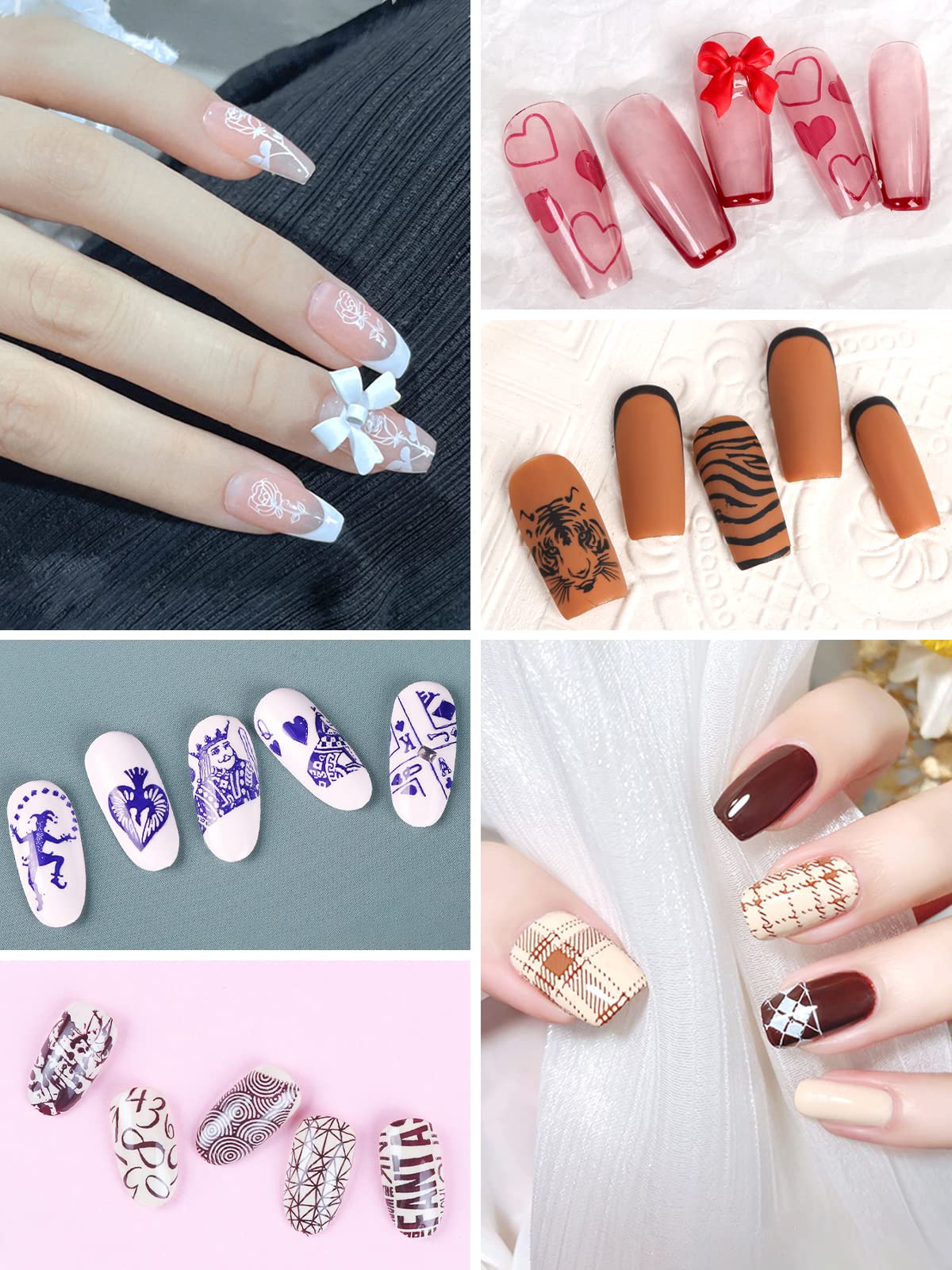 EBANKU Stempel do zdobienia paznokci, 2 szt., przezroczysty, niebieski, silikonowy galaretka do stemplowania z 2 skrobakiem, francuski uśmiech na linii narzędzi do pięknego zdobienia paznokci DIY (2 kształty) (przezroczysty)