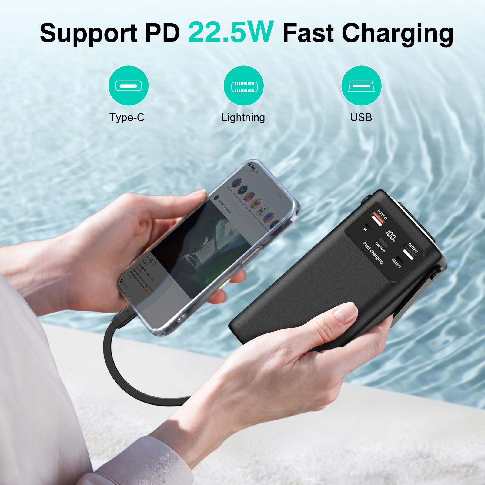 Amazon.com: Portable Charger 40000mAh Power Bank Built-in Cable,PD