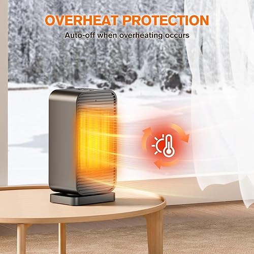 Miniatura 8 de Calentadores de espacio eléctricos portátiles para uso en interiores, mini calentador de espacio y ventilador, calentador de escritorio pequeño para