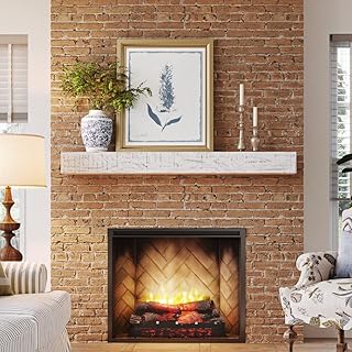 Country Living Hatteras Floating Wood Fireplace Mantel Shelf - Whitewash...