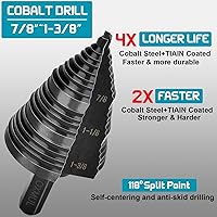 Vista 4 de Step Drill Bit for Metal, 1-3/8" to 7/8", Drill Bit Set for SS, Hard Metal, Wood, HEX Shank, 3-Steps. #207