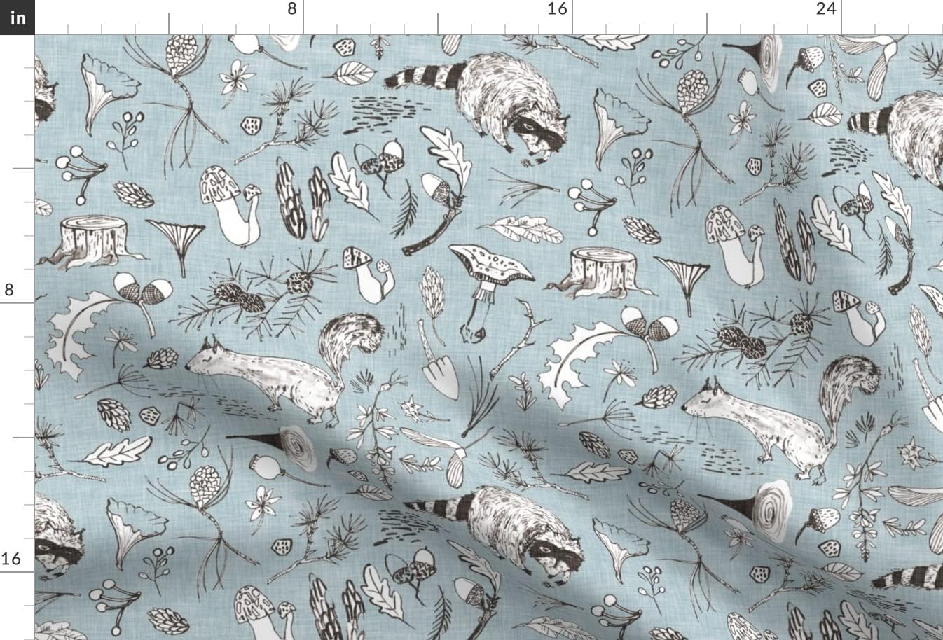 Spoonflower Fabric - Forest Duck Egg Blue Garden Squirrel Woodland Adventure Hiking Pine Printed on Upholstery Velvet Fabric Fat Quarter - Upholstery Home Decor Bottomweight Apparel