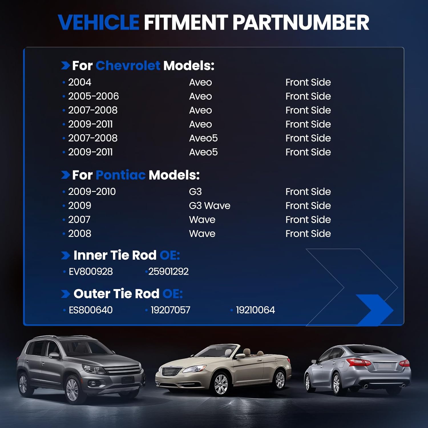 4-PC Tie Rod Ends Kits Compatible with Cadillac SRX 2010-2016,2xInner tie rod EV800928,2xOuter tie rod ES800640