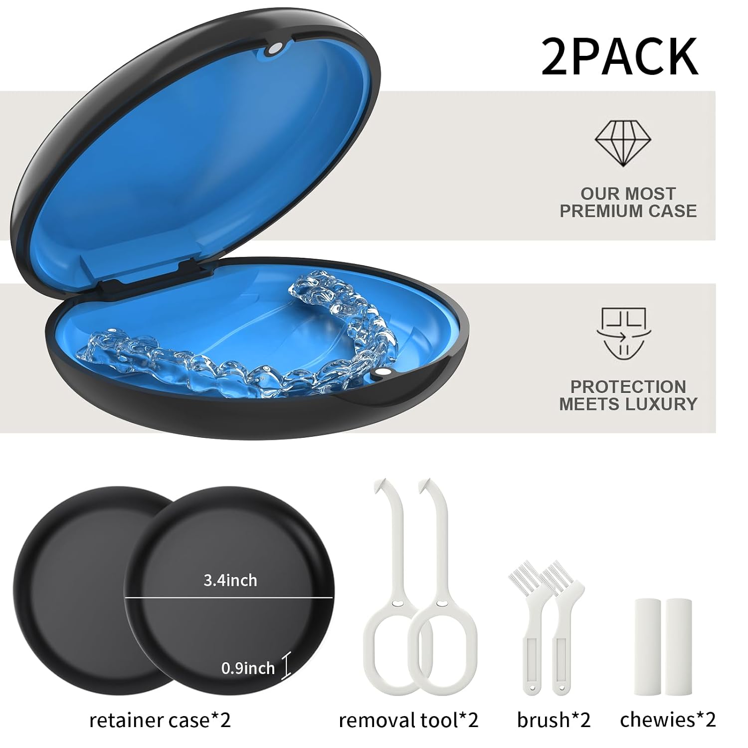 HEMILAB Aligner Accessories Kit: 2-Pack Retainer Case & 12-Pack Aligner Chews, Compatible with Invisalign, Clear Aligner Care Set for Daily Use image 3
