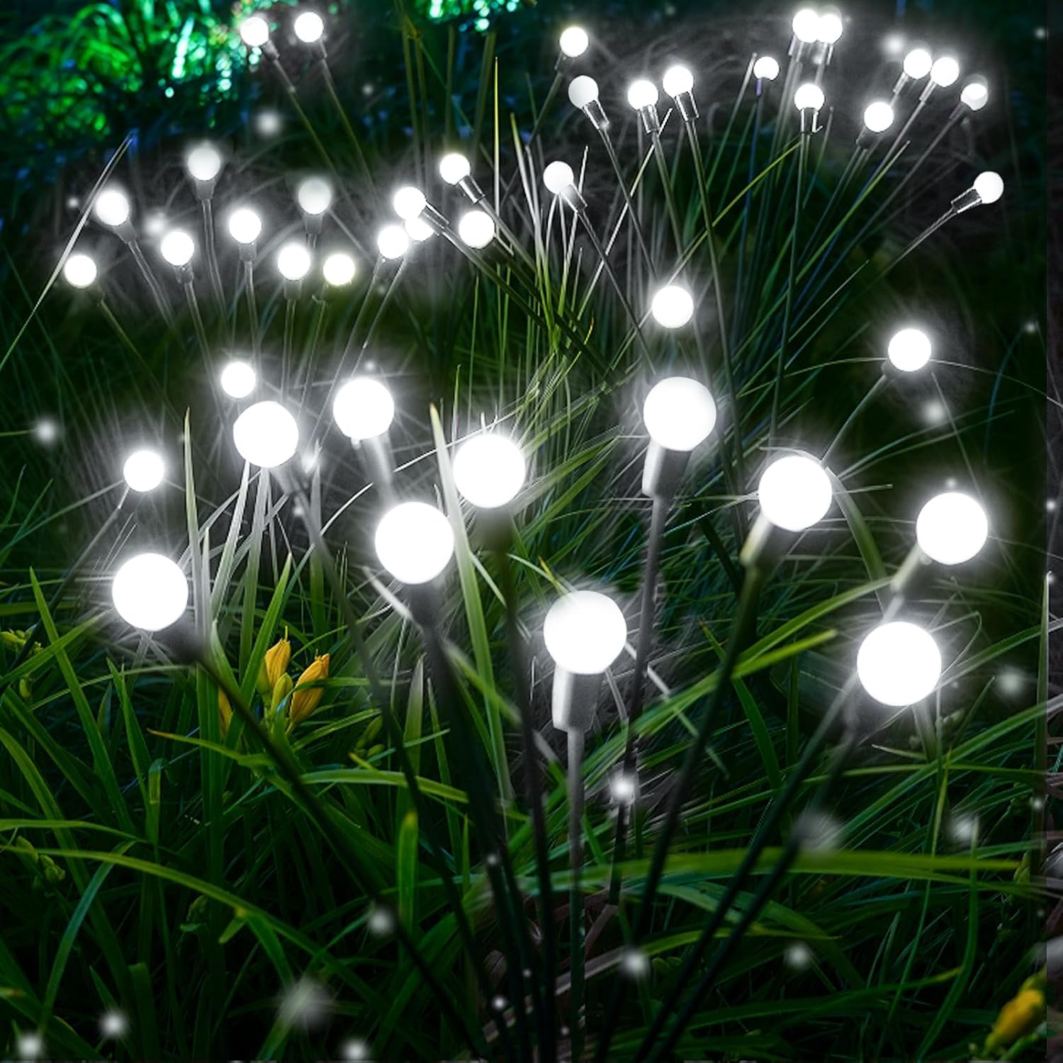 6 Pack Solar Firefly Lights Outdoor Swaying Garden Decor 48 LED Cool White Cool White 6 Pack