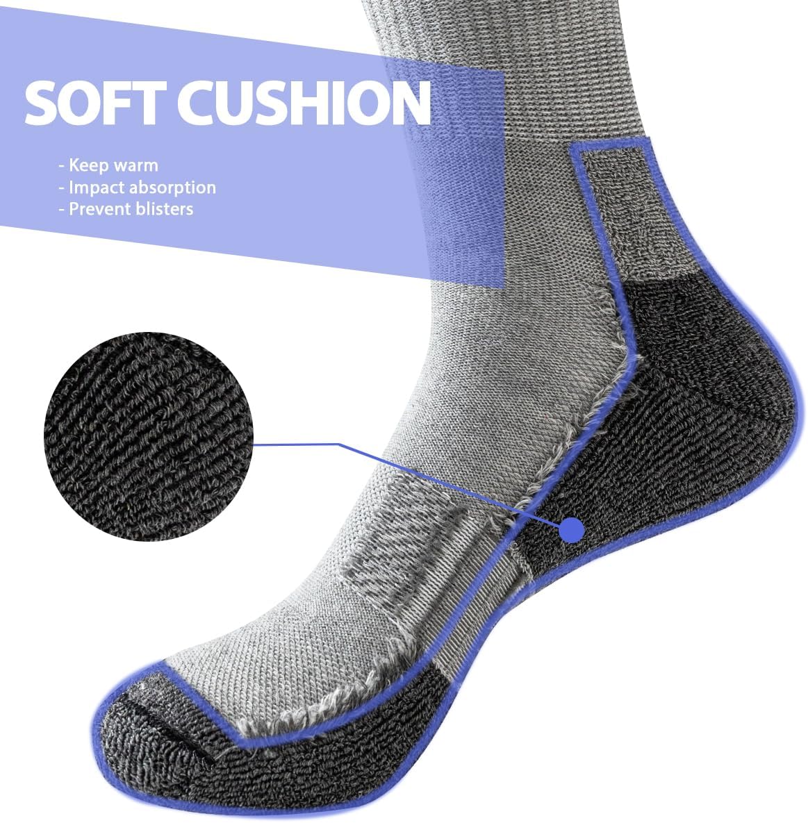 JOYNÉE 8 Pairs Mens Cushioned Crew Athletic Socks, Moisture Wicking Breathable Socks for Sport Running,Black,Sock Size:13-15 - Image 3