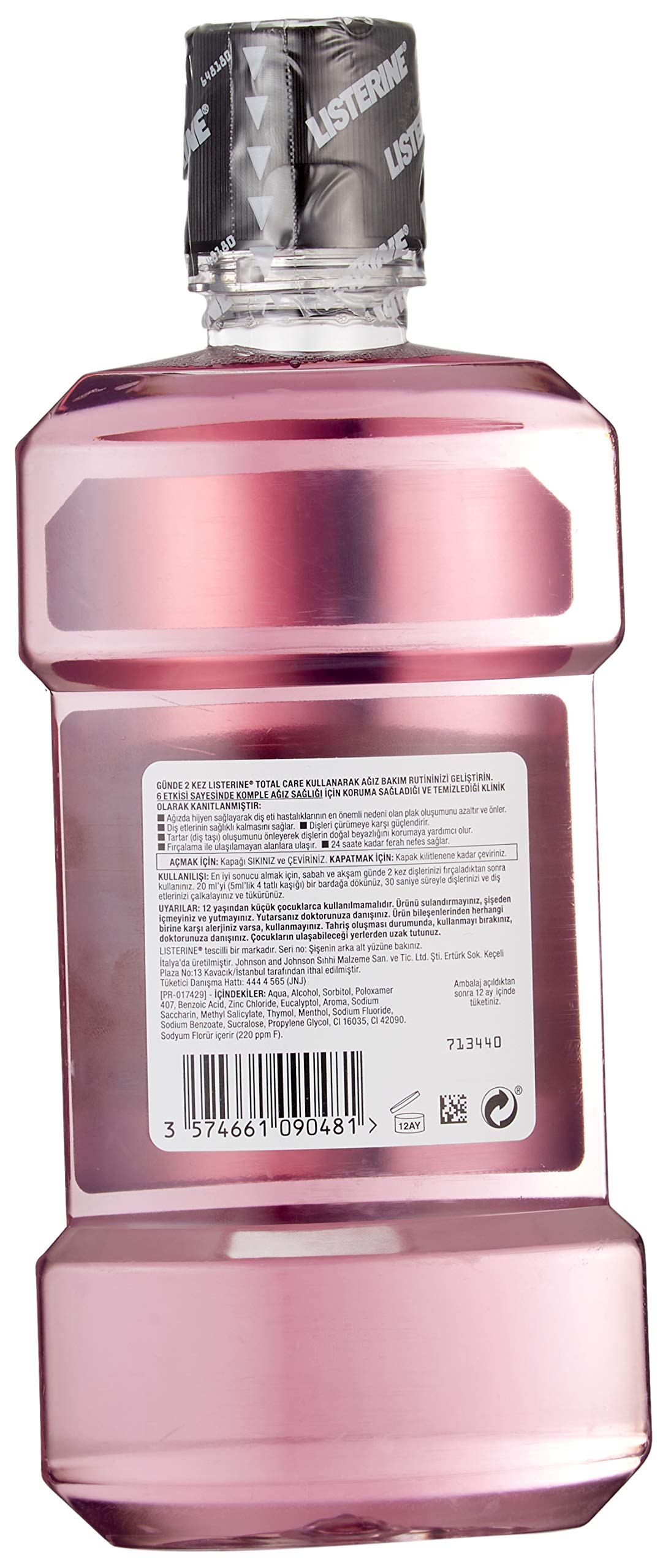 listerine total care diş korumasi ağız bakım suyu 500 ml 2li paket