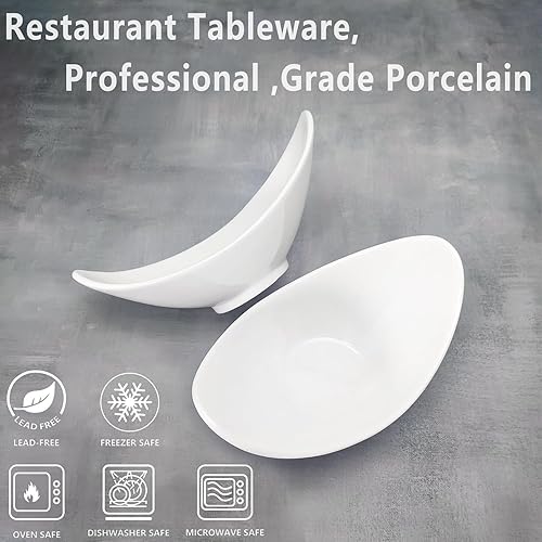 Miniatura 4 de Tazones de ensalada, cuenco de sopa de porcelana blanca, adecuado para su uso para salsas, helados, postres, guarniciones pequeñas, ensalada,