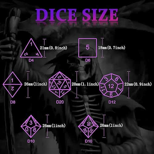 Miniatura 3 de DND - Juego de dados poliédricos para Dungeons and Dragons, juego de rol de metal, dados D&D, dados HNCCESG huecos de la parca, dados D y D para