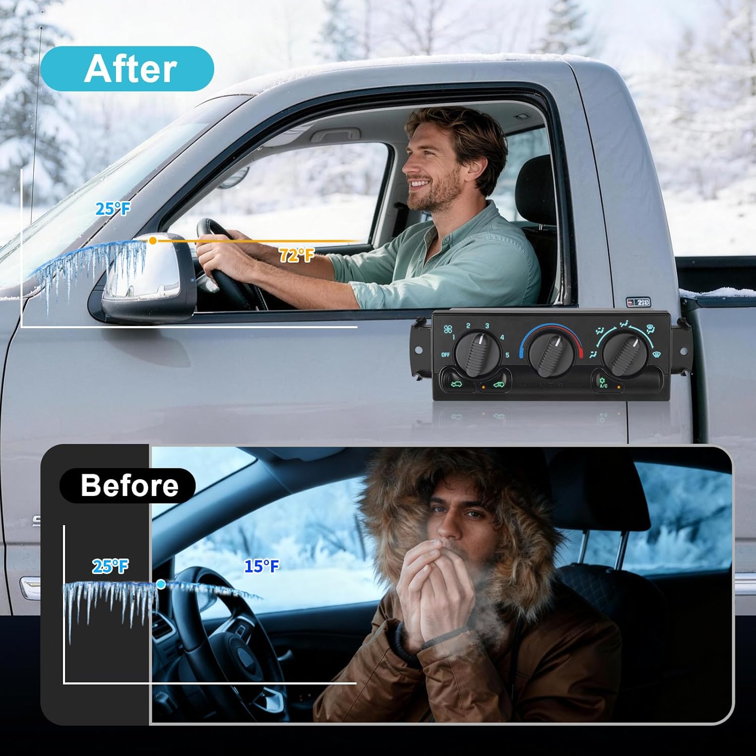 Front Climate Control Module Compatible with 1999-2002 Chevy Silverado Tahoe Suburban, GMC Sierra Yukon, Cadillac Escalade. Ac Control Panel Without Rear Window Defogger Replace 599-266