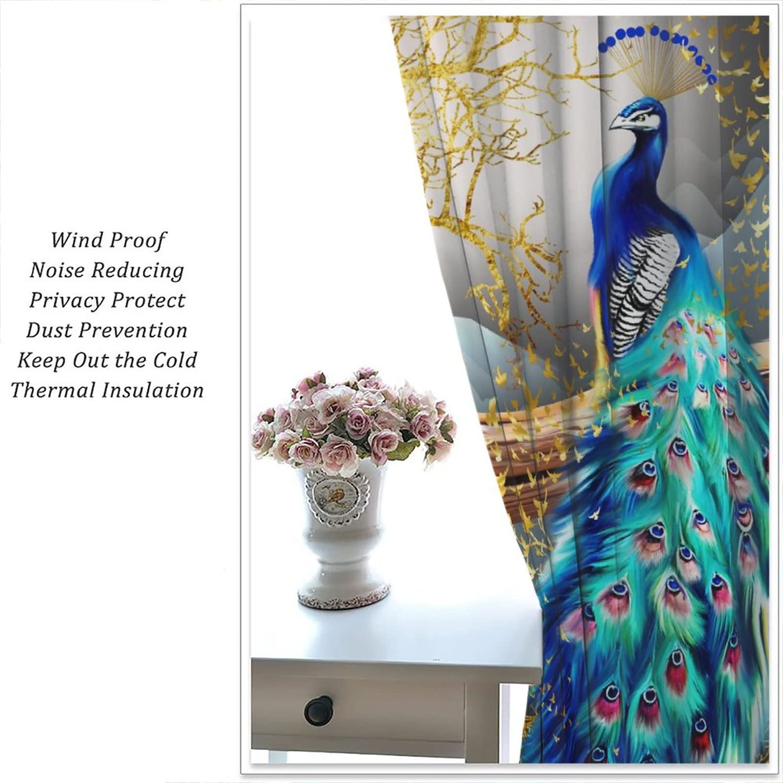 ᖴrancfranc　カーテン　1組　シルバーの孔雀の羽柄　模様替え ᖴrancfranc カーテン 1組 シルバーの孔雀の羽柄 模様替え ᖴrancfranc