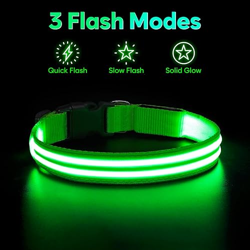Miniatura 5 de Collares de perro con luces LED recargables, collares de perro que brillan en la oscuridad, para seguridad nocturna, collar de cachorro iluminado,