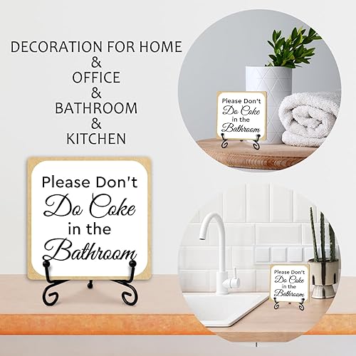 Miniatura 5 de Letrero con soporte de hierro, con texto en inglés Please Dont Do Coke in the Bath (A029)