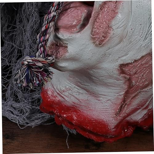 Miniatura 7 de NOLITOY Decoración de calavera de Halloween para fiesta de Halloween, cabeza colgante, cara quemada, Halloween, espeluznante, decoración de cabeza