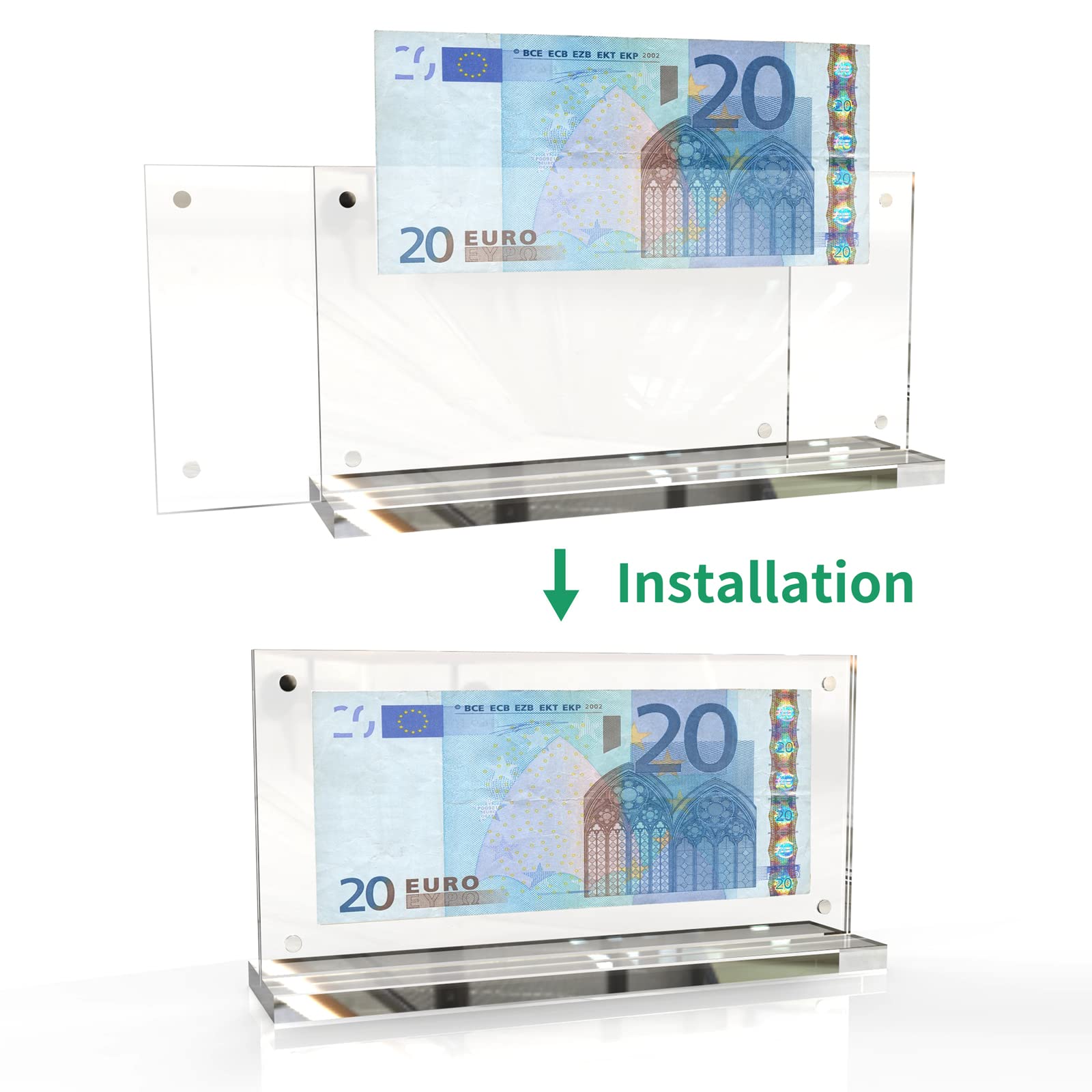 2 sztuki akrylowych banknotów do ekspozycji Euro Bill uchwyt na zdjęcia kolekcjonerów Clear Bill Frame Ticket Protector Stempel Akcesoria kolekcjonerskie