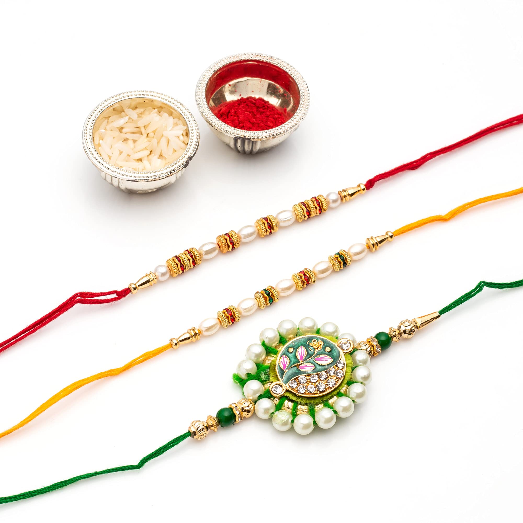 Set of 3 Rakhi For Brother and Bhabhi - Round Extensive Rakhi For Bhaiya Bhabhi/Flower Rakhi For Bhabhi (B095SWWNB4) Amazon Price History, Amazon Price Tracker