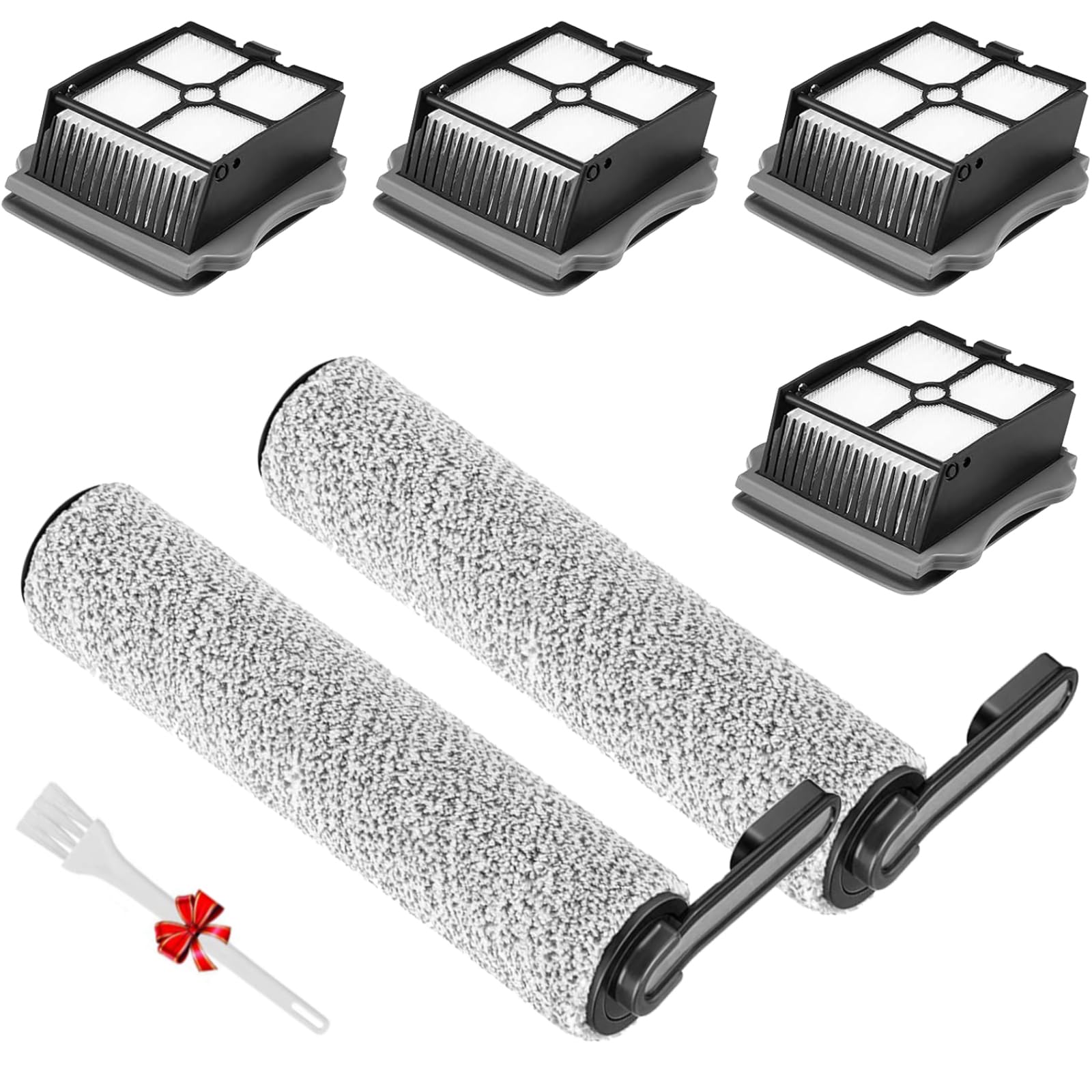Floor One S5 Replacement Parts: Compatible with Tineco Floor One S5 Pro Wet Dry Cordless Vacuum Cleaners - 2 Brush Rollers and 4 HEPA Filters
