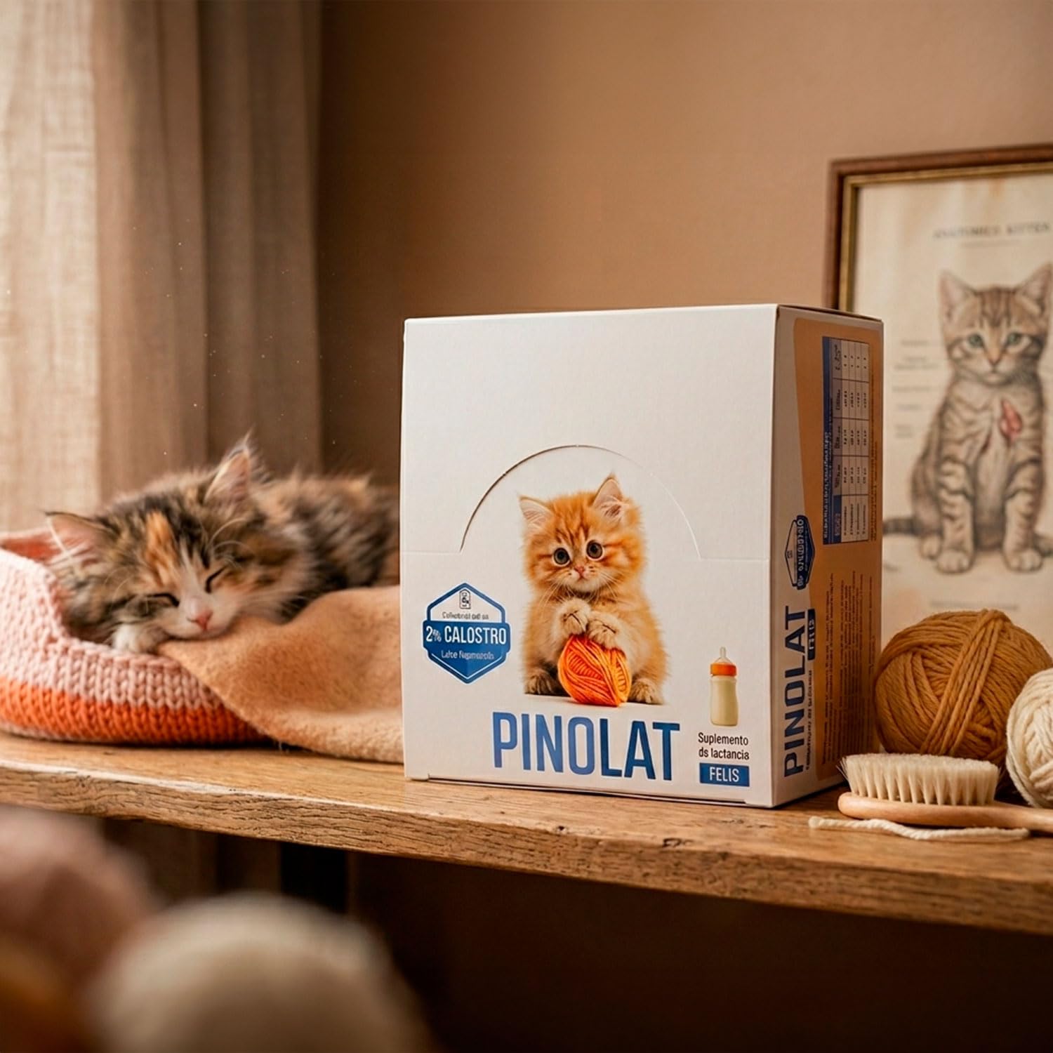 Laboratorios Pino Pinolat Felis Calostro Leche Maternizada para Cachorros de Gato con 2% Calostro – Lactancia Alternativa o Suplementaria – 30 Sobres Monodosis de 10 g