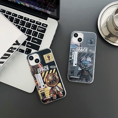 Miniatura 7 de Yonds Queen Compatible con iPhone 13, diseño elegante de astronauta de dibujos animados espacial, planeta y luna, a prueba de golpes