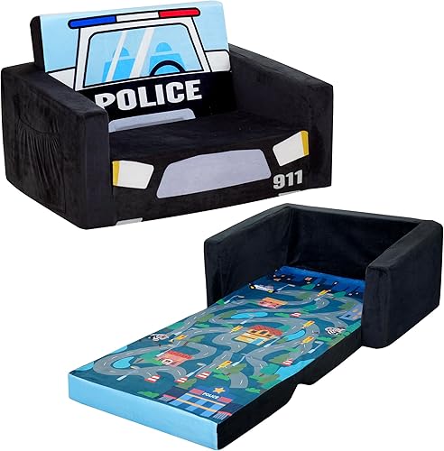 Miniatura 10 de MallBest Sofás para niños, sofá cama tapizado para bebé, silla reclinable abierta (rojo/camión de bomberos) 2-Rojo/Camión de Bomber,Negro/Coche de