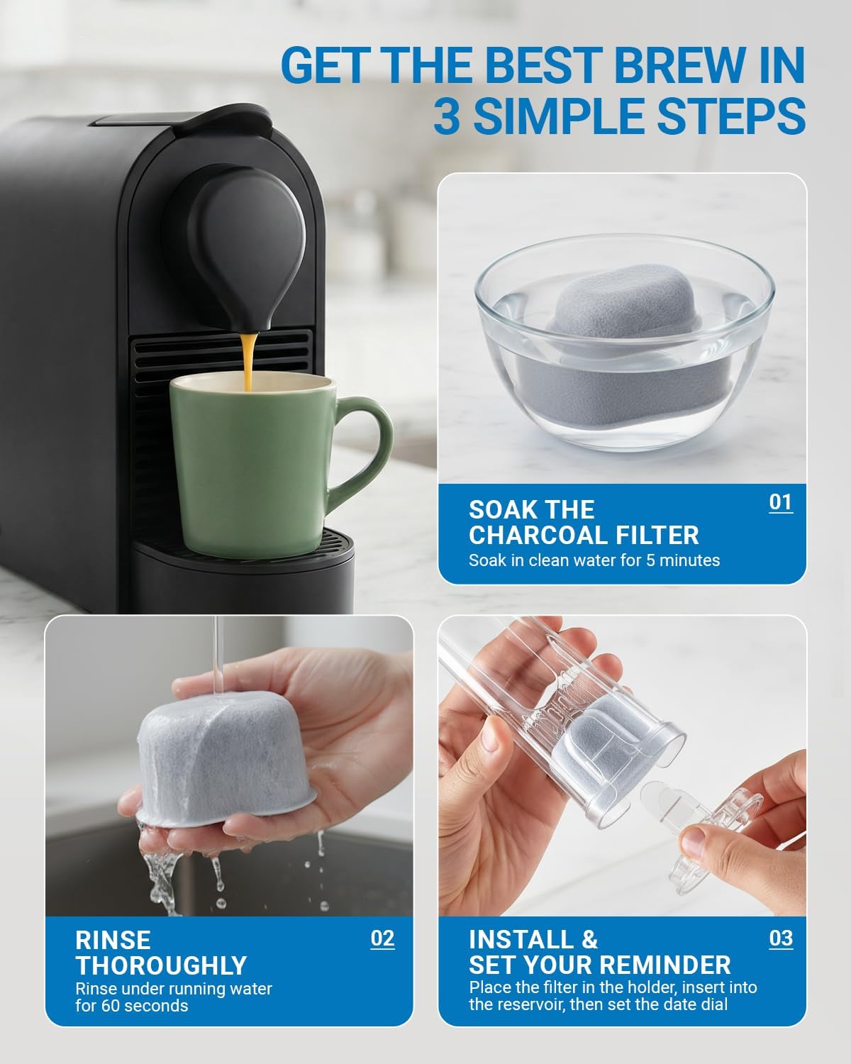 Water Filter Holder and 2 Water Filter Replacement for Keurig K-Brew+Chill, K-Supreme Plus, K-Elite, K-Duo Plus, K-Select, K-Slim, K-Express, K-Classic, K-Cafe, K-Iced, Keurig 2.0 Brewers Starter Kit