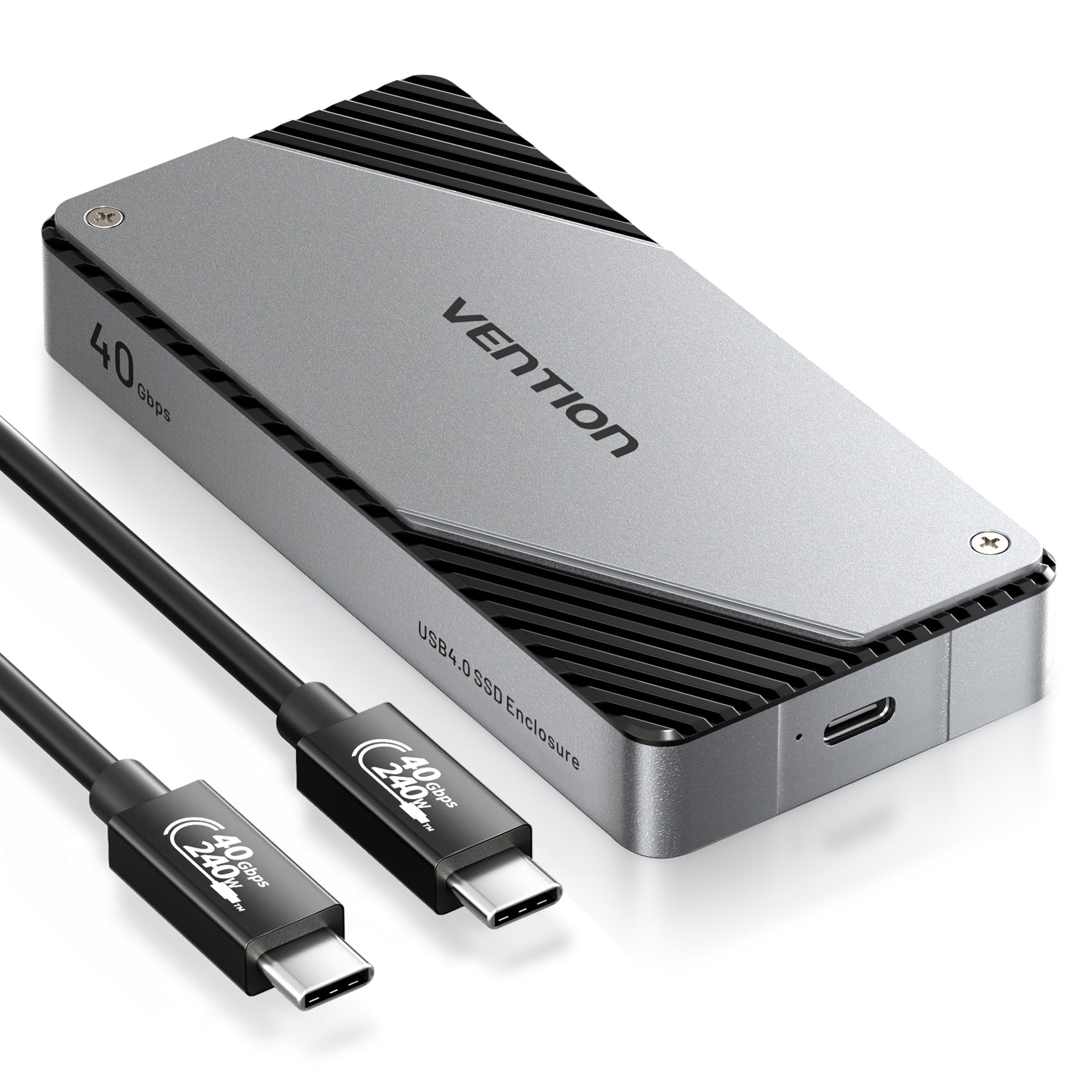 VENTION Custodia M.2 NVMe 40Gbps, Carcasa PCIe in alluminio con ventola intelligente, Cassa SSD senza strumenti per USB4/Thunderbolt, Supporto clav. M/M+B 2230/2242/2260/2280