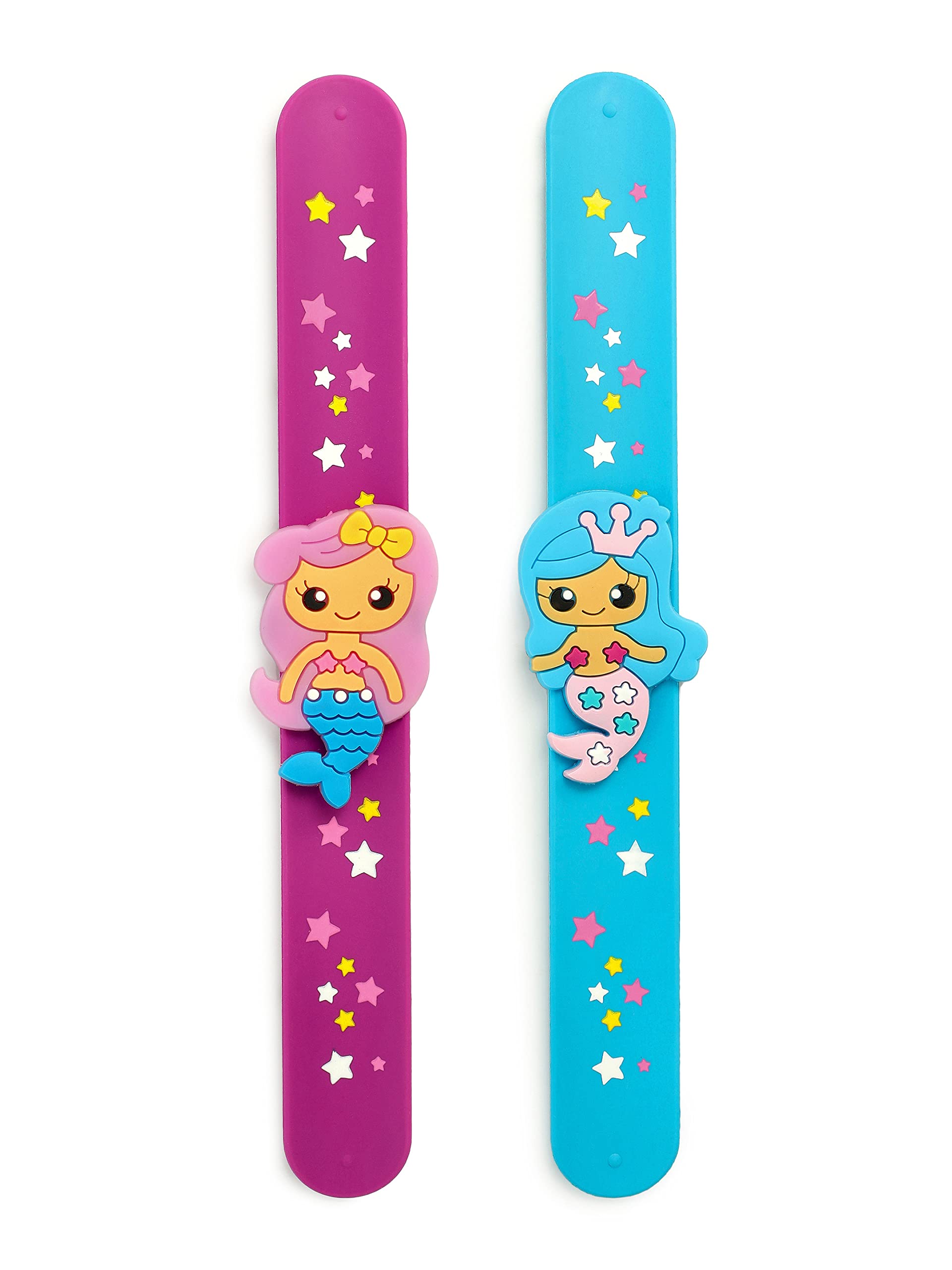 El Regalo 2 PCs Mermaid Snap Silicon Slap Wristband for Girls & Boys- Kids Party Favors, Mermaid and Stars Slap Bands for Kids Girls Boys (Magenta & Blue) (B09YCQMV4M) Amazon Price History, Amazon Price Tracker