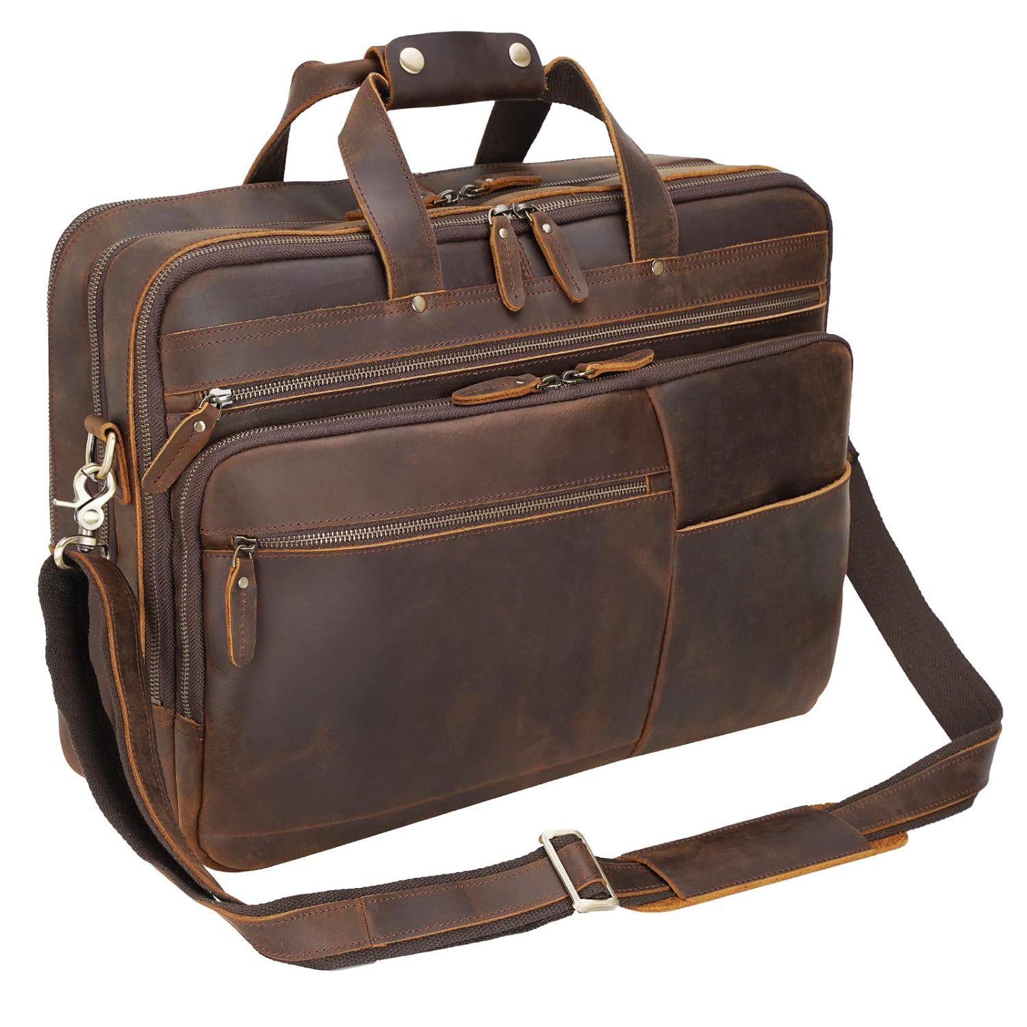 Polare X-Large 18 Full Grain Leather Briefcase For Men Business Travel Case Messenger Bag Fits 17 3 Laptop