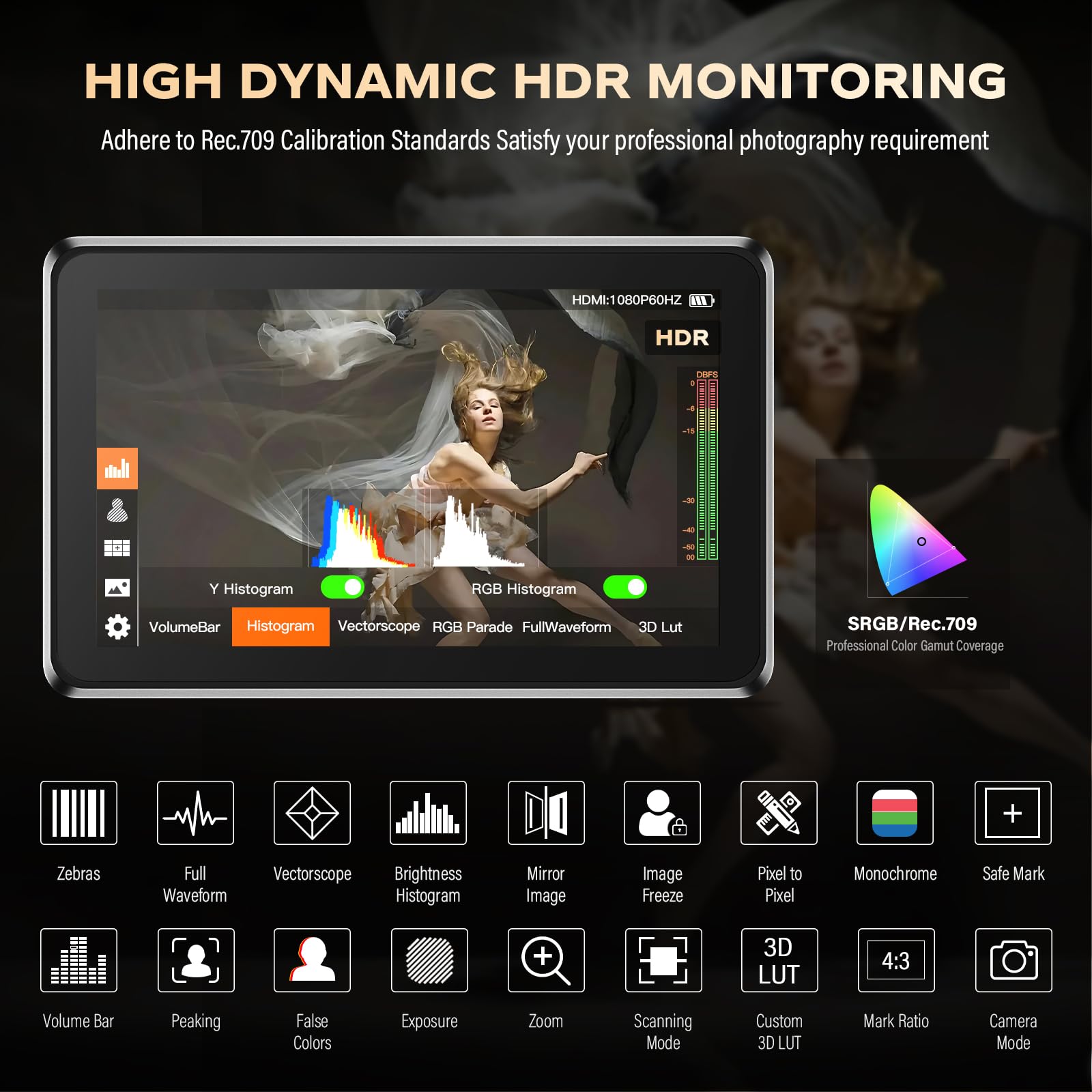 Camera Monitor VILTROX DC-X3 Rig Cage 4K 2000Nit - Dettaglio