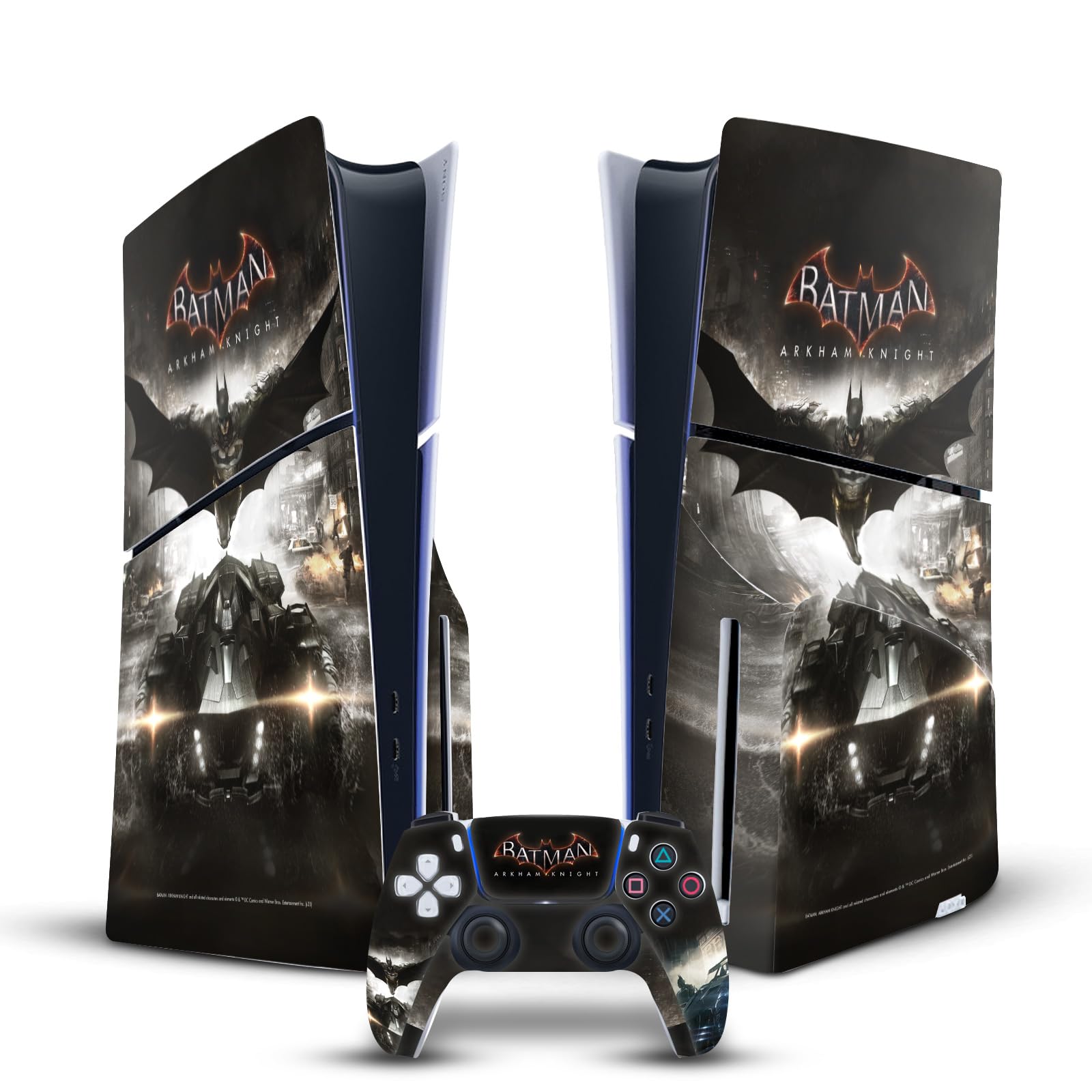 Head Case Designs Calcomanía de vinilo con licencia oficial de Batman Arkham Knight Key Art Graphics para juegos, compatible con Sony PlayStation 5 PS5 Slim Disc Edition Console y controlador