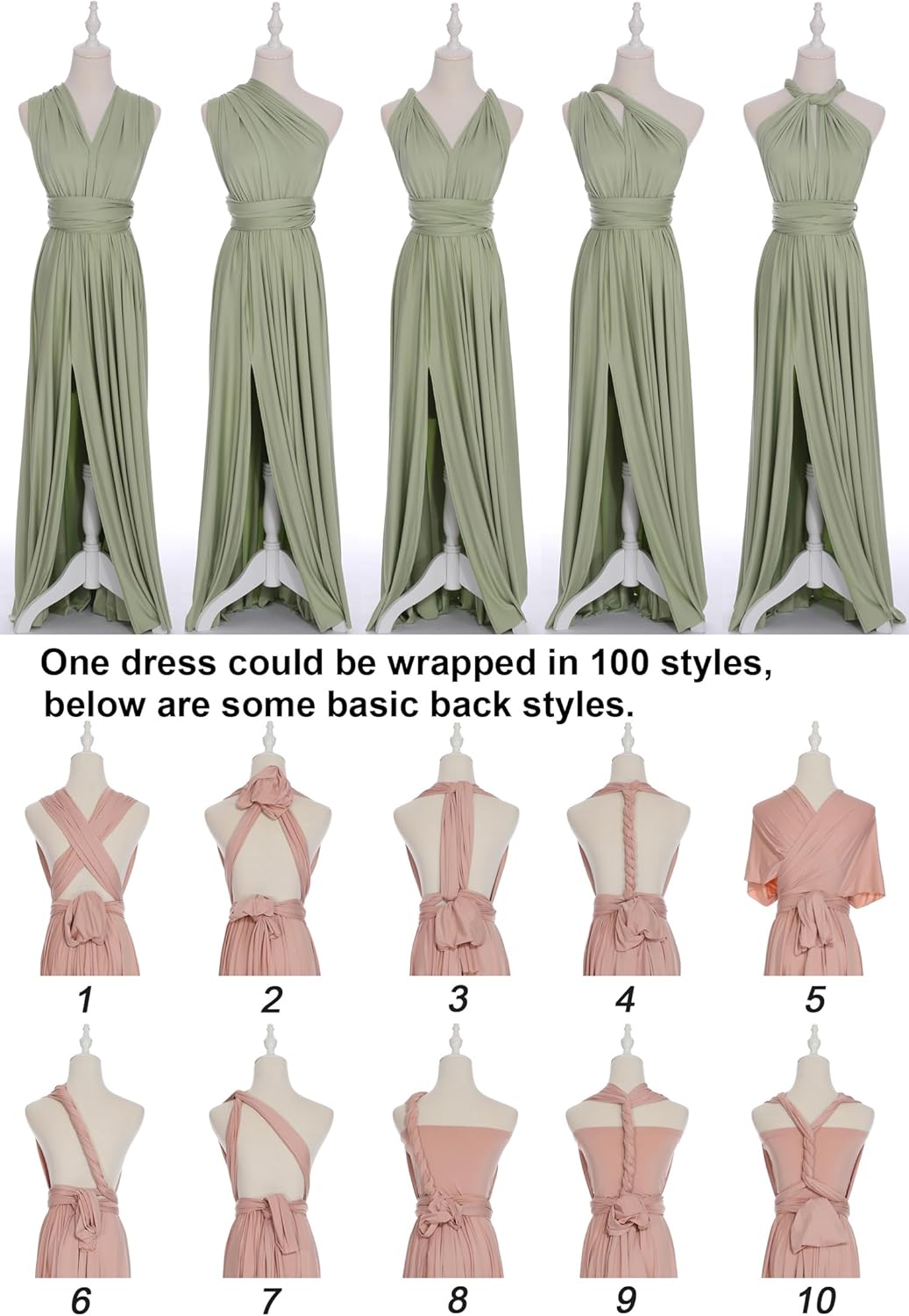 Edaydress Full Length one Dress with Over 100 Styles Multi Ways wrap Convertible Infinity Slit Bridesmaid Dresses - Image 3