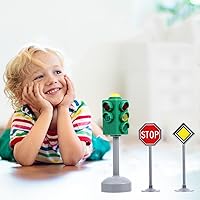 Vista 5 de TOYANDONA Juego de señales de tráfico multicolor, luz de carretera, parada de tráfico, fabricante de tráfico, juguete de señal de cruce peatonal