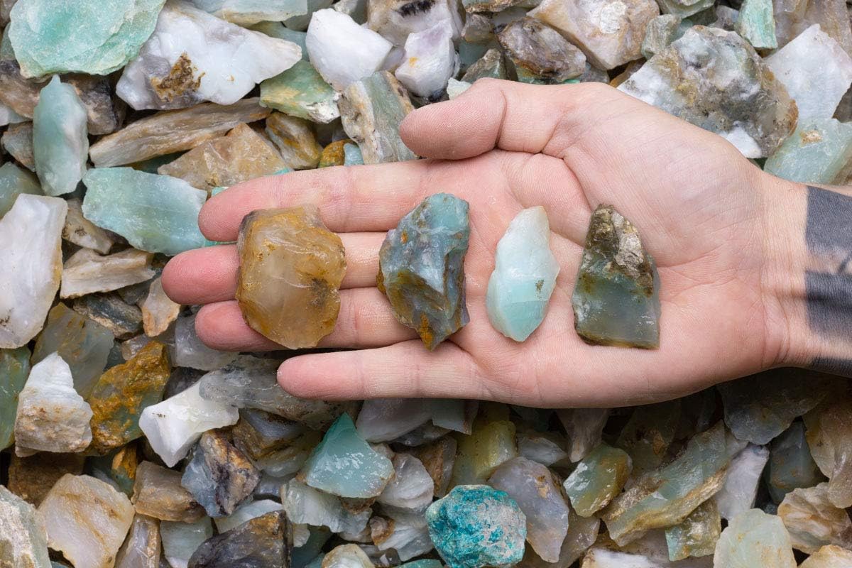 Fantasia Materials: 1/2 lb Natural Blue Opal Rough Stones from Peru