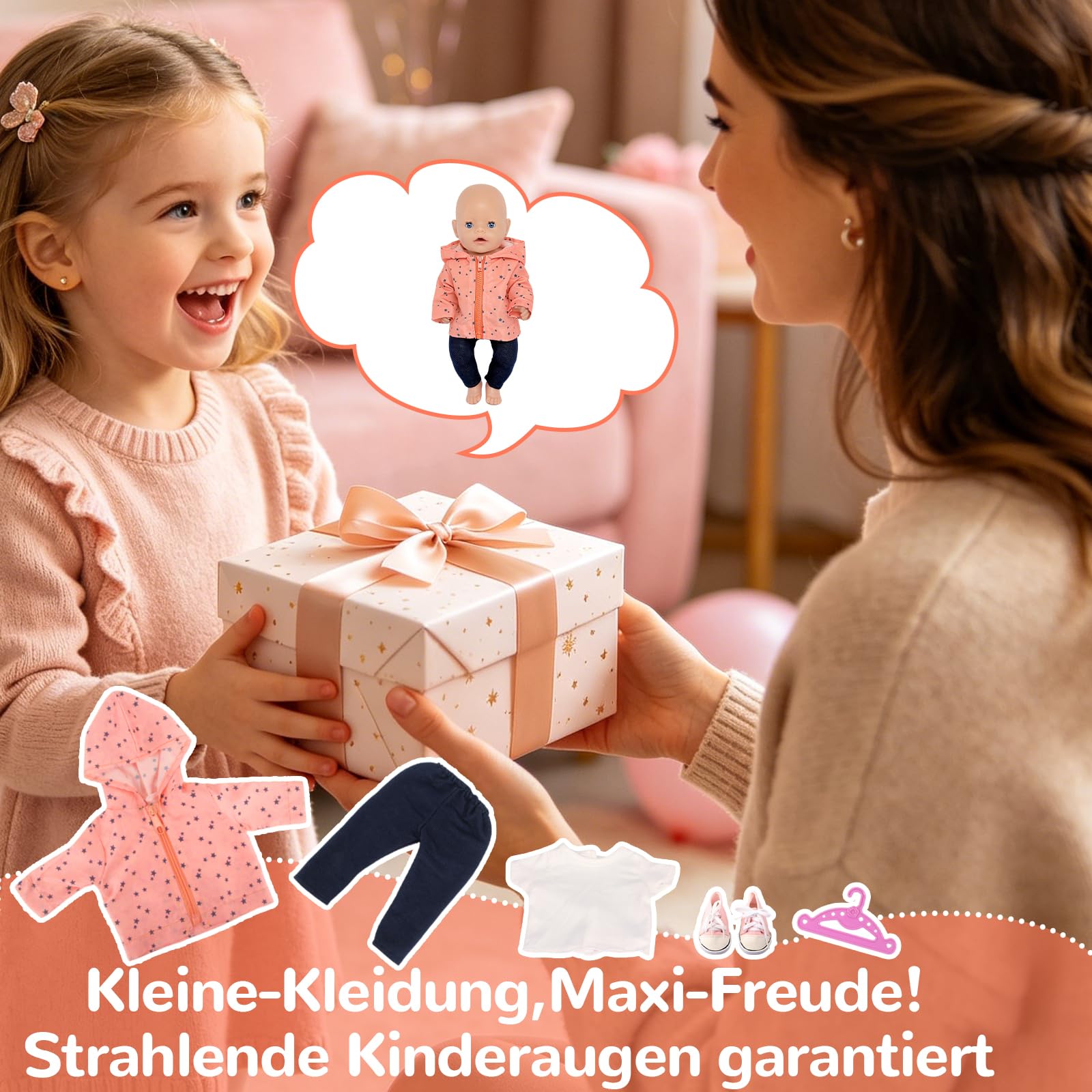 Vêtements de poupée 35-43 cm, 5 pièces Tenues de poupée avec Veste, t-Shirt, Pantalon, Chaussures et cintres, Accessoires pour poupées de bébé, garçons et Filles, Cadeaux (Lot de 2)