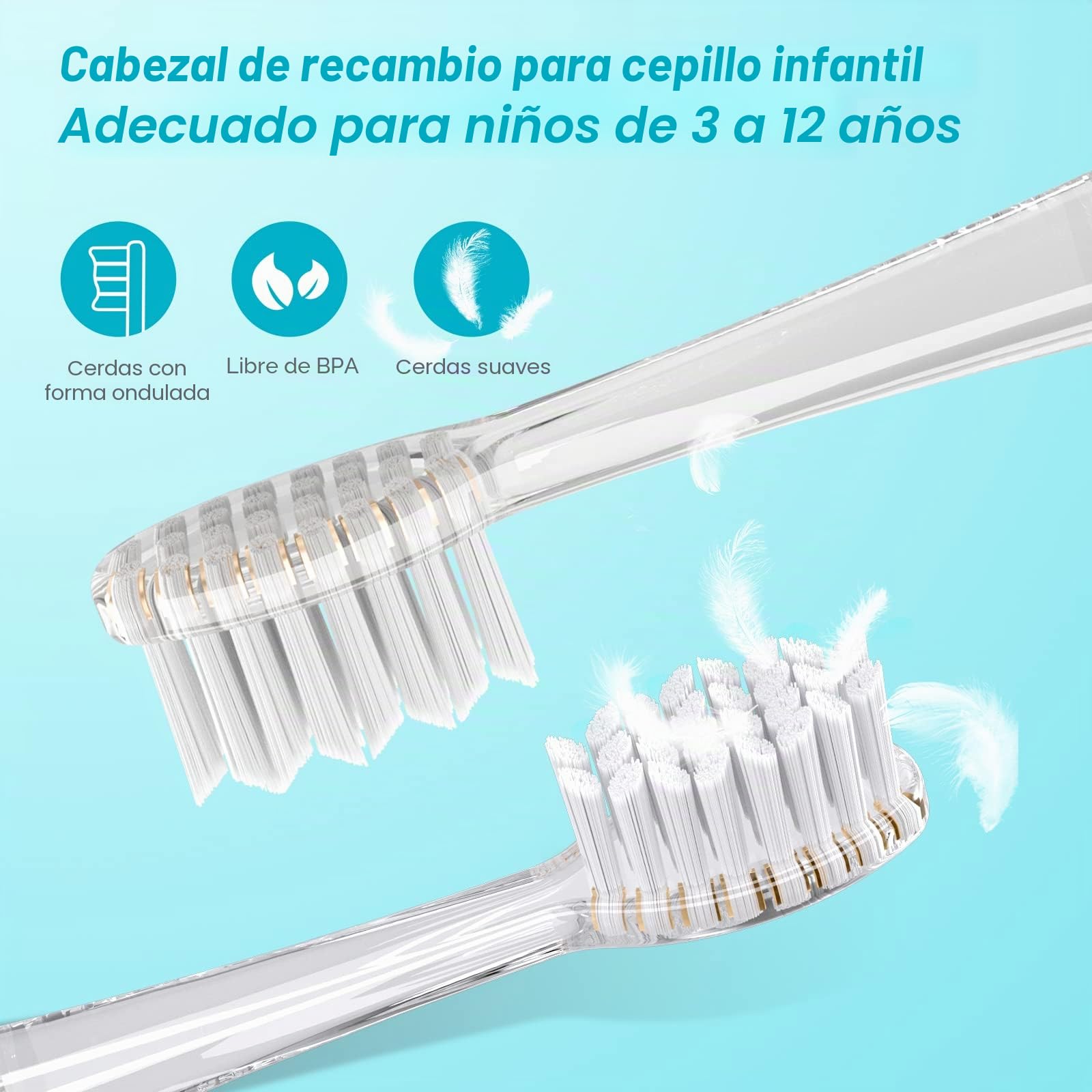 Seago Cepillo de dientes eléctrico para niños reemplazable cabezal de cepillo Adaptarse a SG513 SG977…